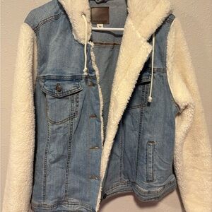 Maurices Blue and Cream Sherpa Jean Jacket